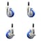 Service Caster 4 Inch 316SS Blue Poly Swivel 3/4 Inch Expanding Stem Caster Brake SCC, 2PK SS316EX20S414-PPUB-BLUE-2-TLB-2-34 - alternate 1